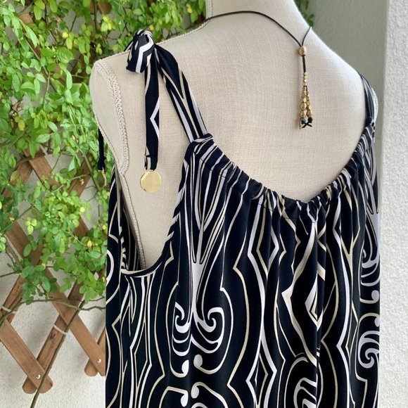 White House Black Market Geometric Sleeveless Black White Tan Shift Dres… - Picture 5 of 10